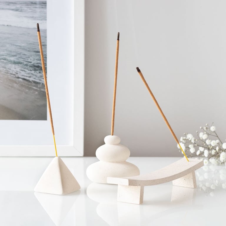 Modern Cream Speckle Incense Ash Catcher & Holder - Home Decor Item