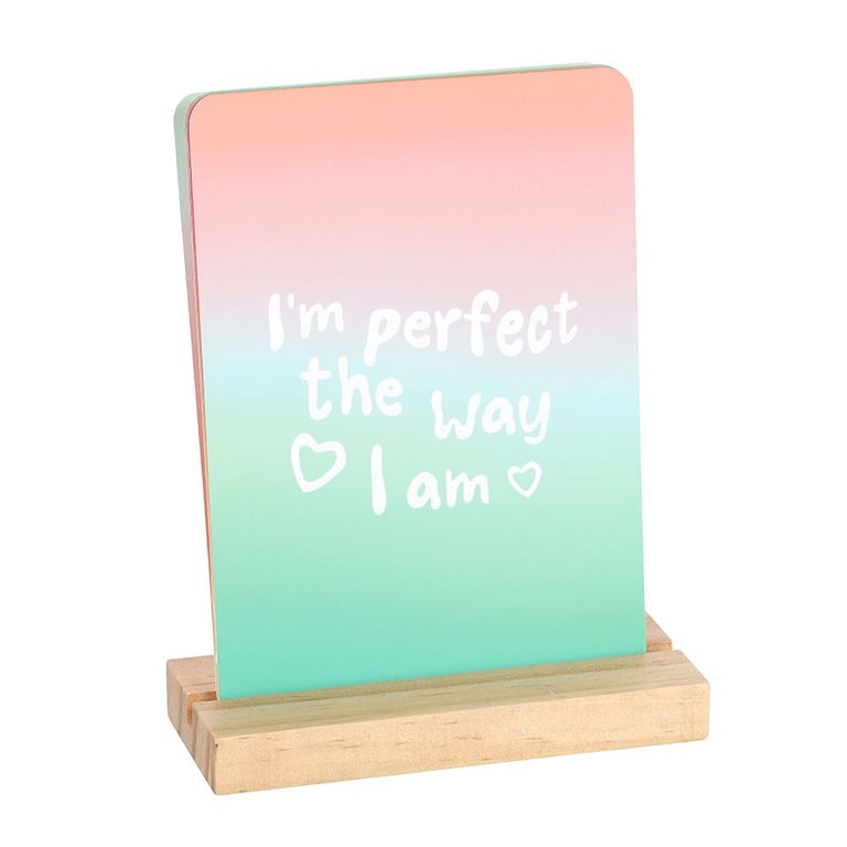 Mindful Moments Affirmation Cards with Wooden Stand and Motivational Messages