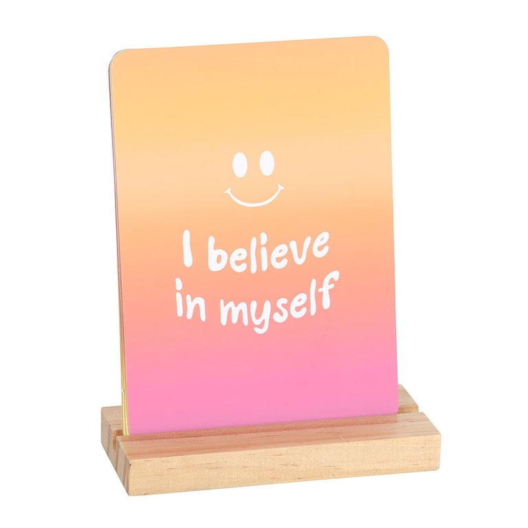 Mindful Moments Affirmation Cards with Wooden Stand and Motivational Messages