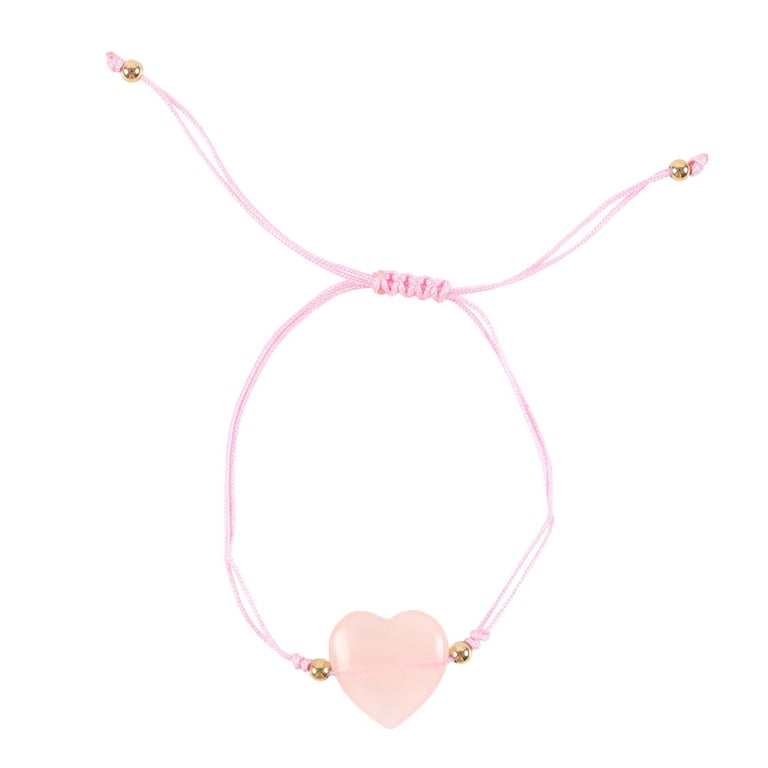You Are Loved Rose Quartz Crystal Heart Shaped Bracelet