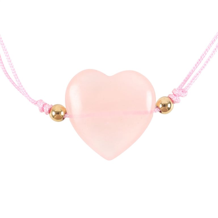 You Are Loved Rose Quartz Crystal Heart Shaped Bracelet