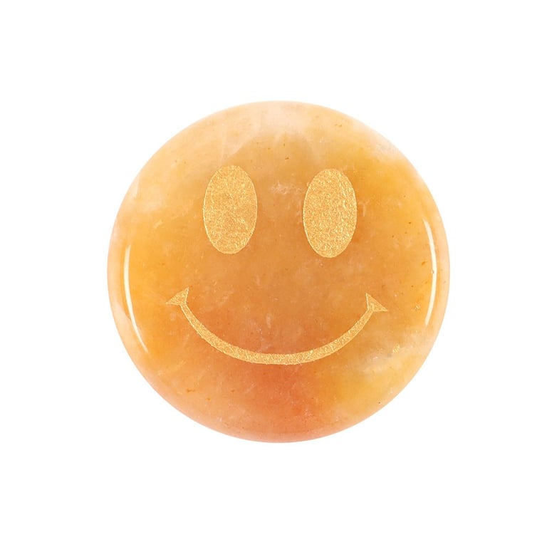 Be Brave Yellow Jade Happy Face Crystal - Confidence Reminder and Braveness Gift