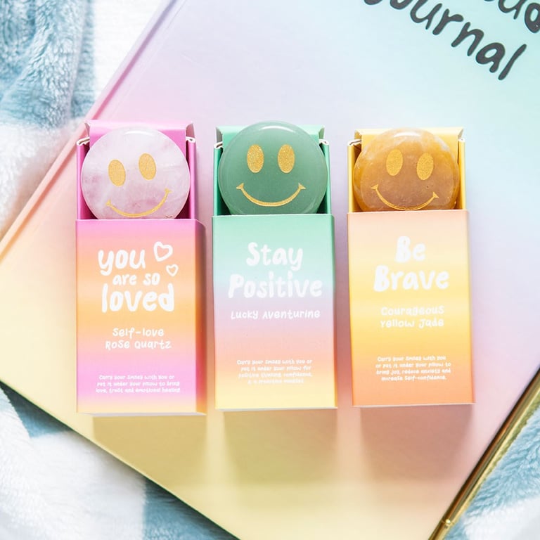 Be Brave Yellow Jade Happy Face Crystal - Confidence Reminder and Braveness Gift