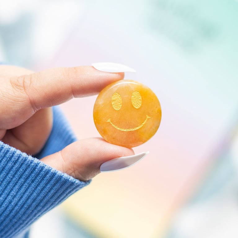 Be Brave Yellow Jade Happy Face Crystal - Confidence Reminder and Braveness Gift