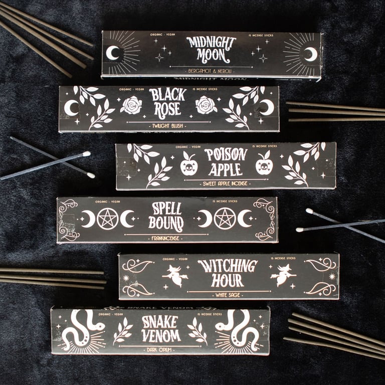Midnight Ritual Incense Set - 6 Fragrances, Vegan Friendly, Hand Rolled in India