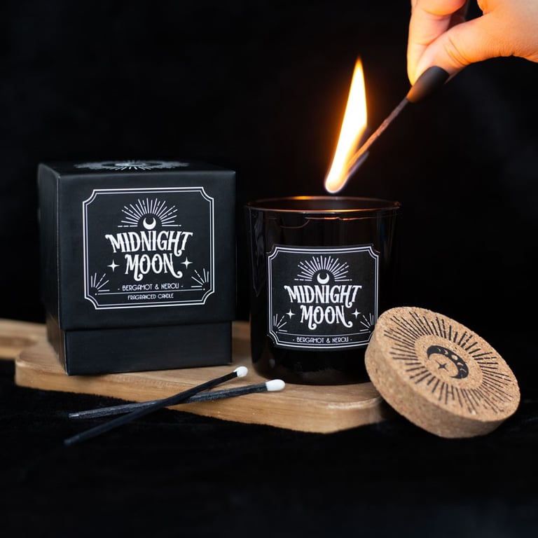Midnight Moon Bergamot & Neroli Scented Candle - 21 Hour Burn Time Home Fragrance
