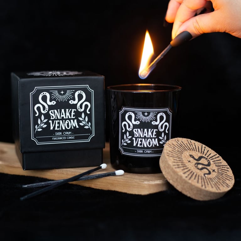 Snake Venom Dark Opium Candle - 21hr Luxury Home Scent with Enchanting Aroma