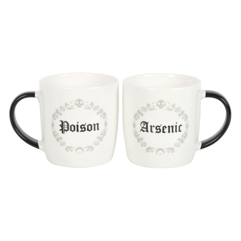 Poison and Arsenic Couples Mug Set - Ghost Themed Mugs for Him & Her, Microwave Safe, Fun Functional Design