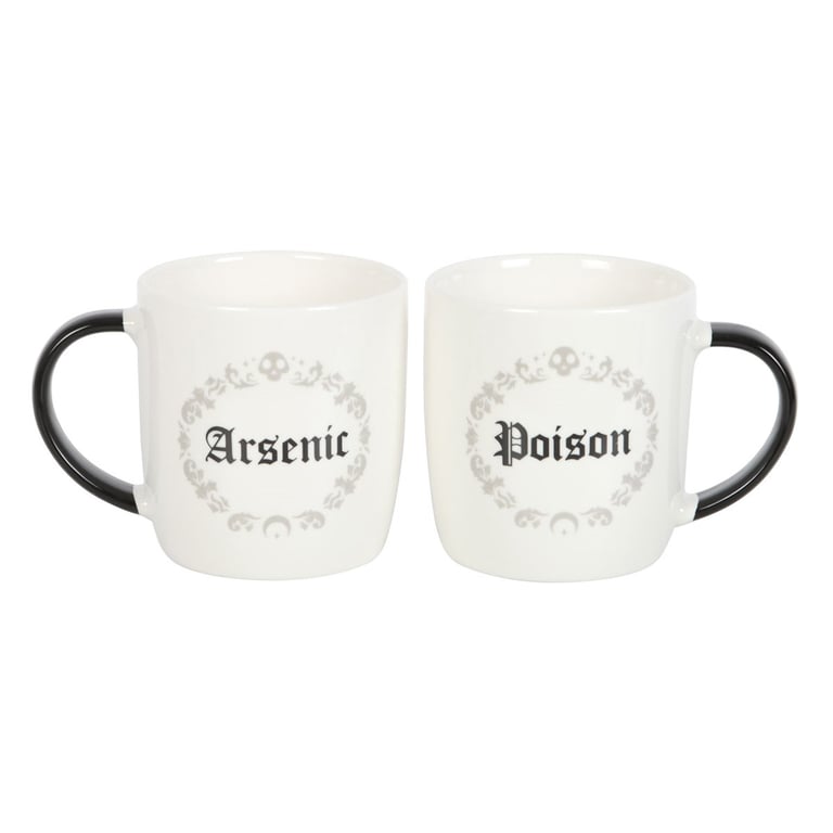 Poison and Arsenic Couples Mug Set - Ghost Themed Mugs for Him & Her, Microwave Safe, Fun Functional Design
