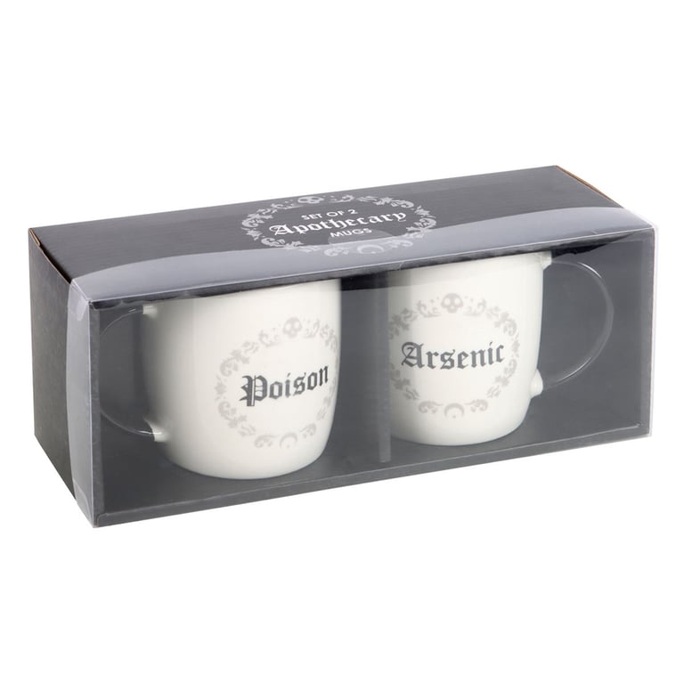 Poison and Arsenic Couples Mug Set - Ghost Themed Mugs for Him & Her, Microwave Safe, Fun Functional Design
