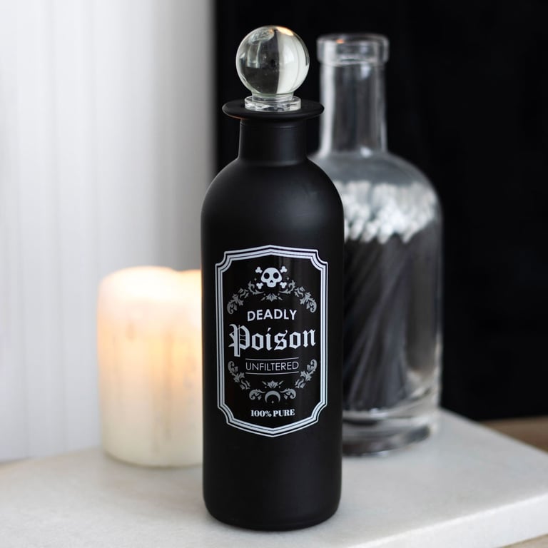 Decorative Glass Potion Bottle - Vintage Poison Apothecary 250ml Frosted Glass