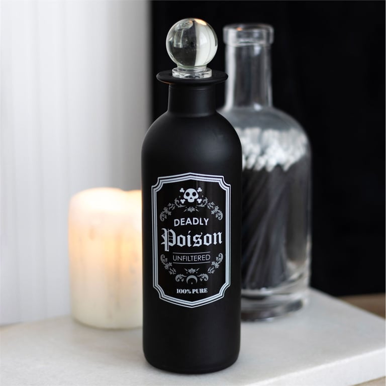Decorative Glass Potion Bottle - Vintage Poison Apothecary 250ml Frosted Glass