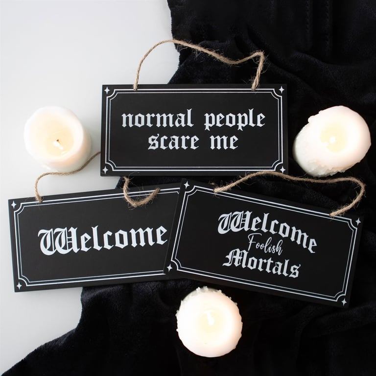 Normal People Scare Me Gothic Style Hanging Sign - Quirky Home Decor