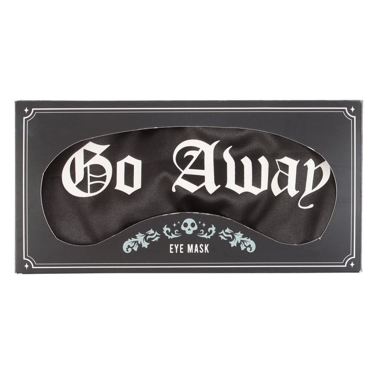 Go Away Gothic Satin Sleep Mask - Black Out Travel and Napping Essential