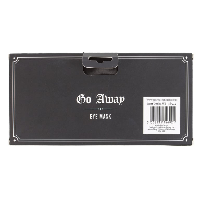 Go Away Gothic Satin Sleep Mask - Black Out Travel and Napping Essential