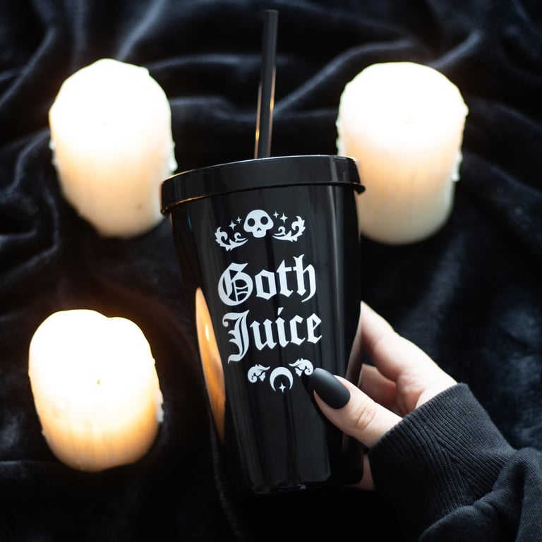 Goth Juice Black and White Plastic Tumbler - Handwash Only, Unique Drinkware
