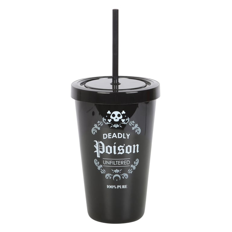 Deadly Poison Plastic Tumbler with Straw - Unique Statement Drinkware, 500ml, Handwash Only
