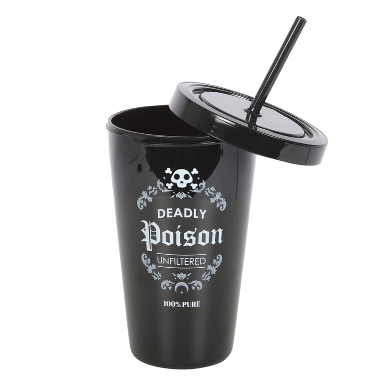 Deadly Poison Plastic Tumbler with Straw - Unique Statement Drinkware, 500ml, Handwash Only