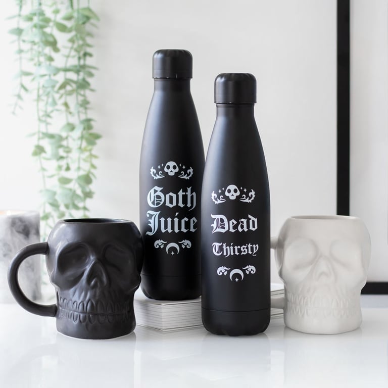 Goth Juice 500ml Black Metal Water Bottle - Gothic Themed Drinkware