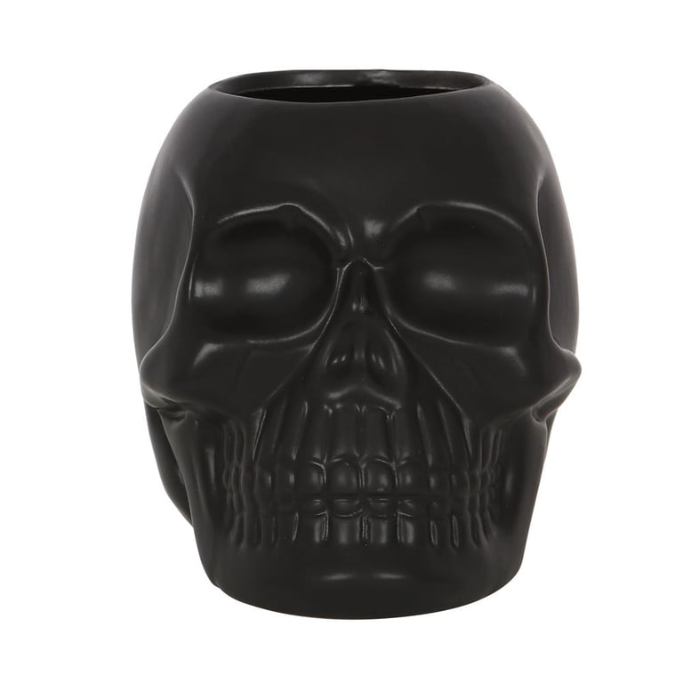 Black Skull Toothbrush Holder - Gothic Bathroom Organizer and Pen Holder