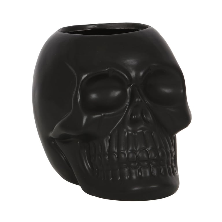 Black Skull Toothbrush Holder - Gothic Bathroom Organizer and Pen Holder