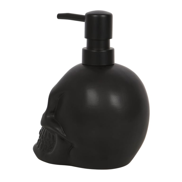 Black Matt Ceramic Skull Soap Dispenser with Hand Pump Refillable Design
