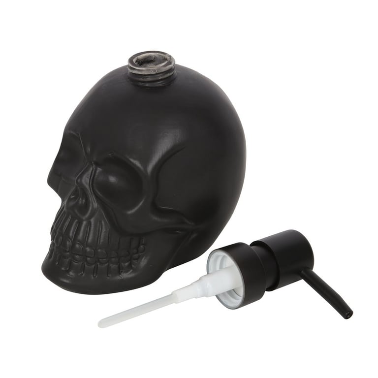 Black Matt Ceramic Skull Soap Dispenser with Hand Pump Refillable Design