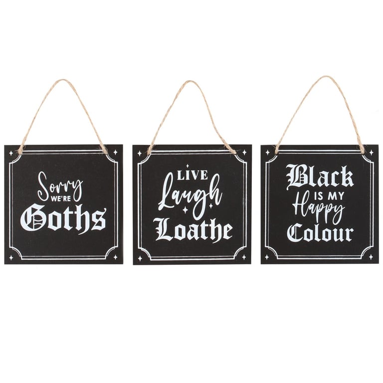 Gothic Mini Signs Set - Dark Elegance Home Decor MDF Collection