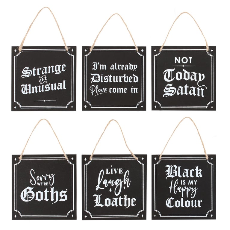 Gothic Mini Signs Set - Dark Elegance Home Decor MDF Collection
