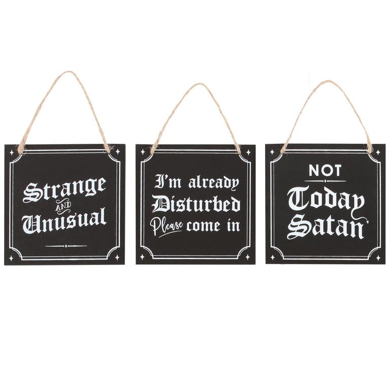 Gothic Mini Signs Set - Dark Elegance Home Decor MDF Collection