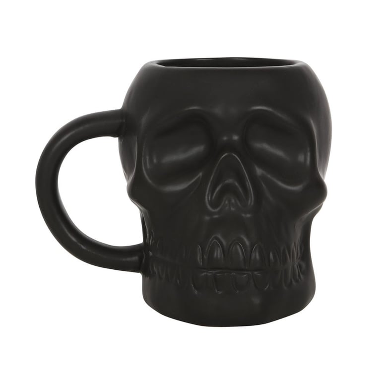 Matte Black Skull Mug - 500ml Capacity, Matte Finish, Microwave-Free, Handwash Only
