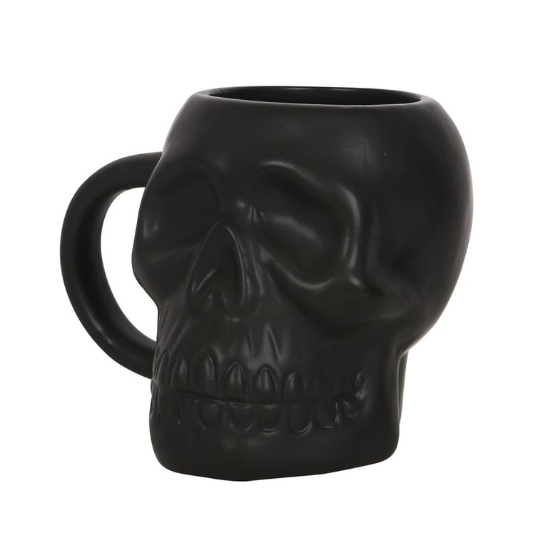 Matte Black Skull Mug - 500ml Capacity, Matte Finish, Microwave-Free, Handwash Only