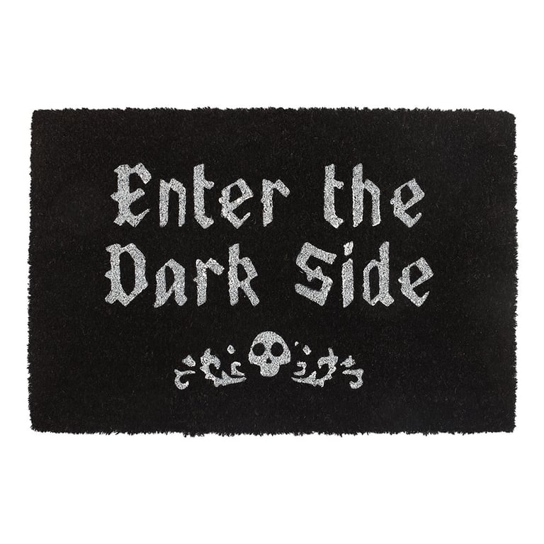 Black Enter The Dark Side Coir Doormat - Gothic Entryway Mat for High Traffic Areas