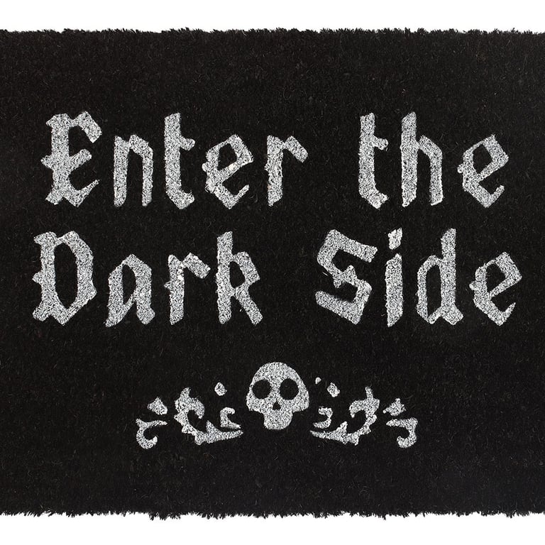 Black Enter The Dark Side Coir Doormat - Gothic Entryway Mat for High Traffic Areas