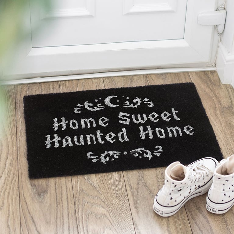 Black Home Sweet Haunted Home Coir Doormat