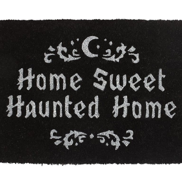 Black Home Sweet Haunted Home Coir Doormat