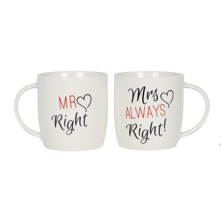 Ceramic Mr & Mrs Mugs Set - Humorous Wedding Gift for Bride and Groom