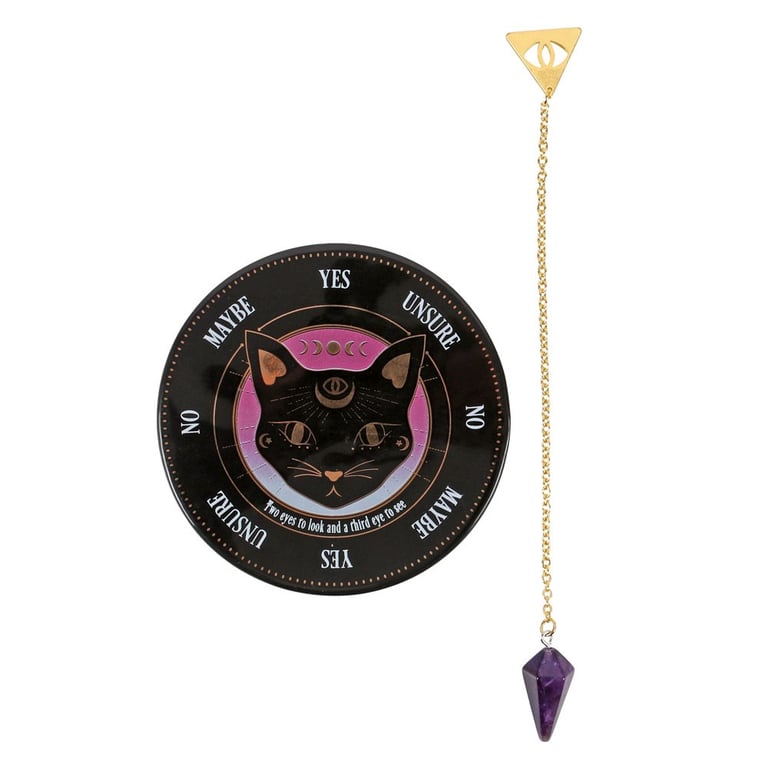 Mystic Mog Pendulum Divination Kit - Reveal Your Personal Destiny with Amethyst Crystal Pendulum and Third Eye Intuition