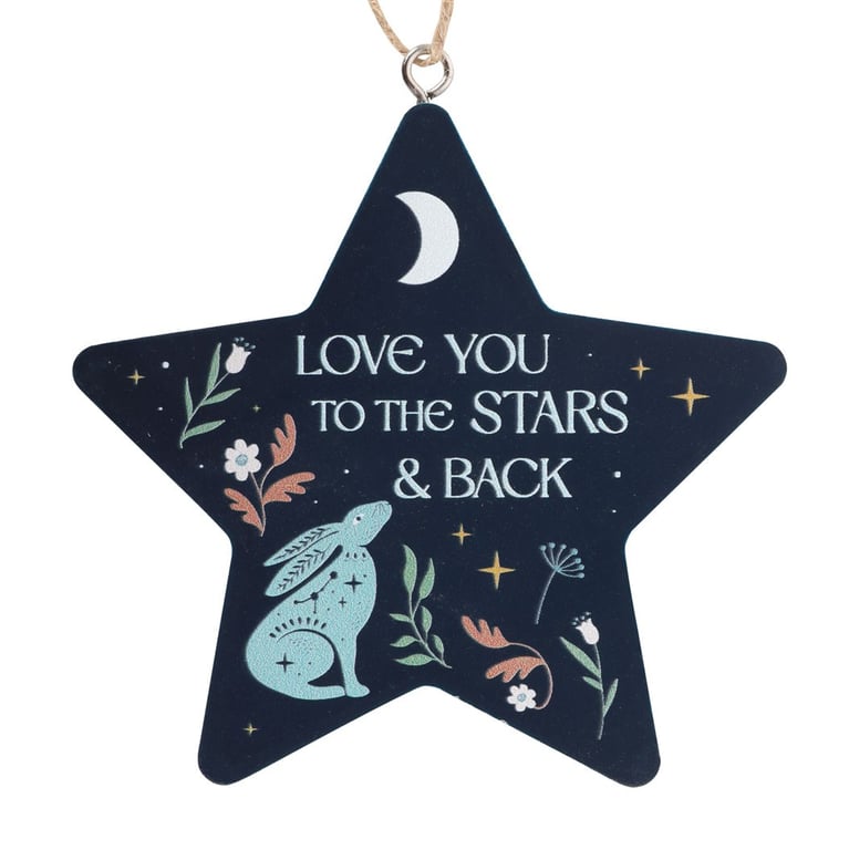 Love You to the Stars and Back Hare Hanging Decoration - Whimsical Star-Shaped Home Decor Gift