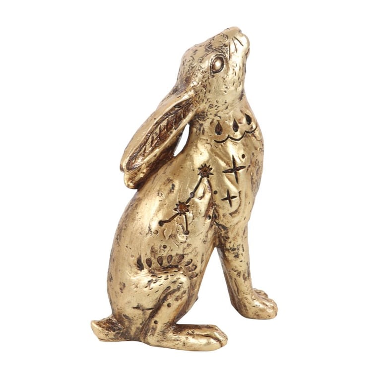 13cm Resin Gold Hare Ornament - Mystical Home Decor Accent
