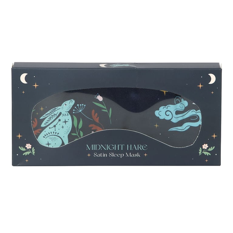 Midnight Hare Satin Sleep Mask - Soft Polyester and Light Blocking Design for Peaceful Slumber