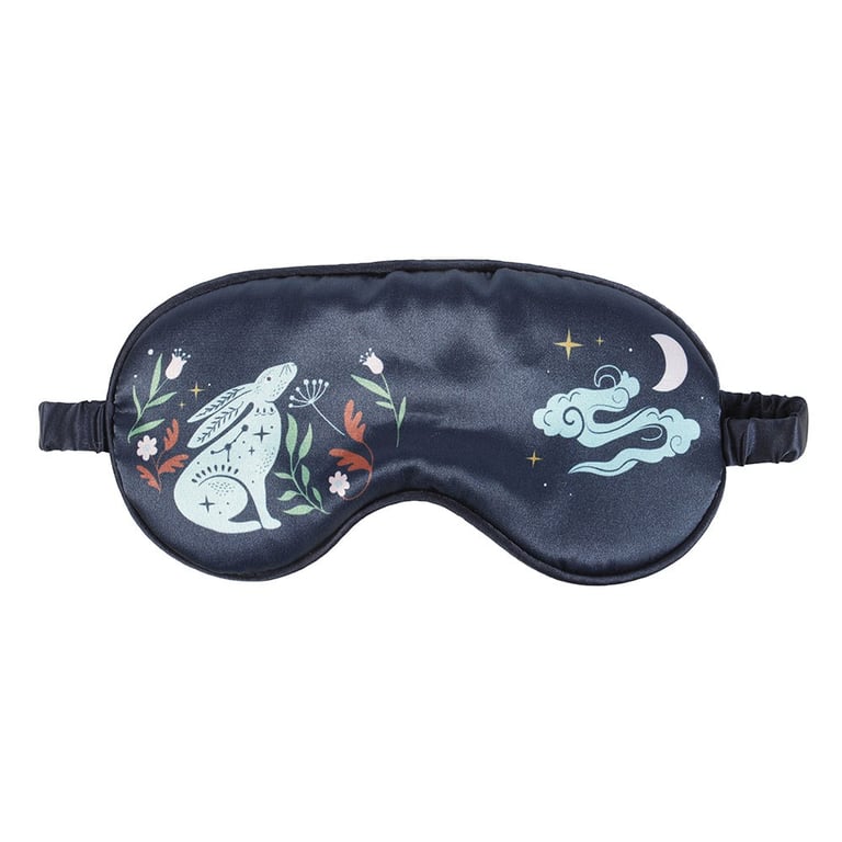 Midnight Hare Satin Sleep Mask - Soft Polyester and Light Blocking Design for Peaceful Slumber