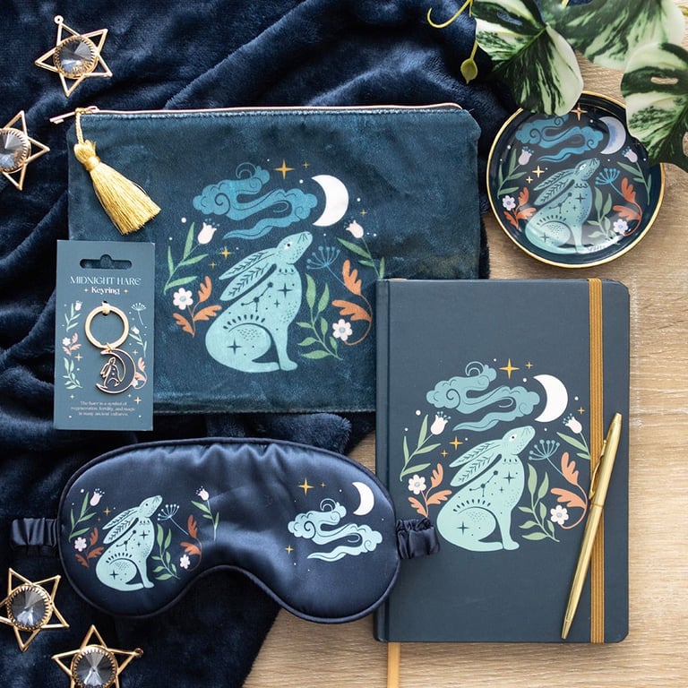 Midnight Hare Satin Sleep Mask - Soft Polyester and Light Blocking Design for Peaceful Slumber