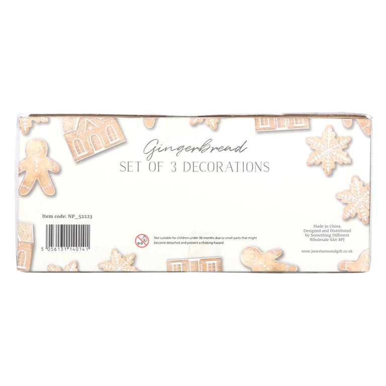 Gingerbread Gingerbread Hanging Christmas Tree Decorations - Set of 3