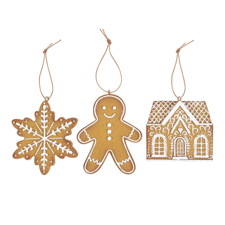 Gingerbread Gingerbread Hanging Christmas Tree Decorations - Set of 3