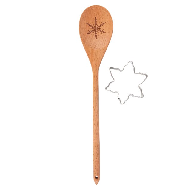 Snowflake Wooden Spoon Christmas Baking Set - Festive Kitchen Gift