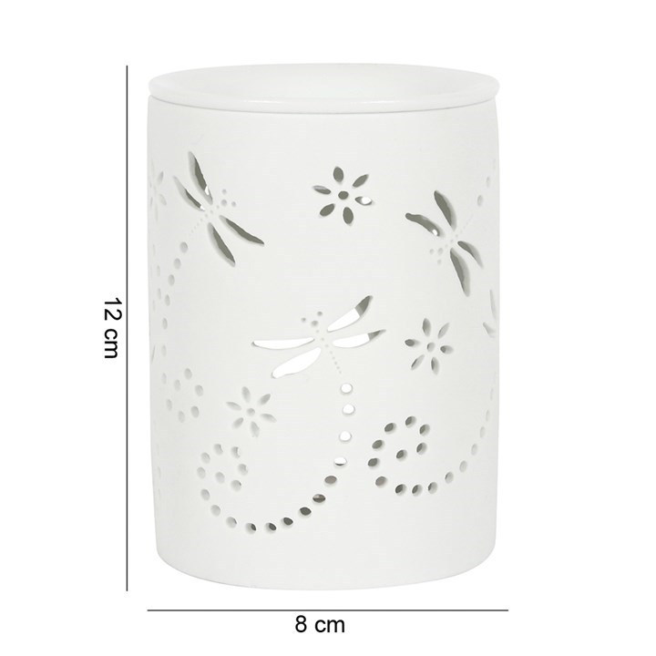 White Ceramic Dragonfly Oil Burner - Home Decor Wax Melt Ready Burner