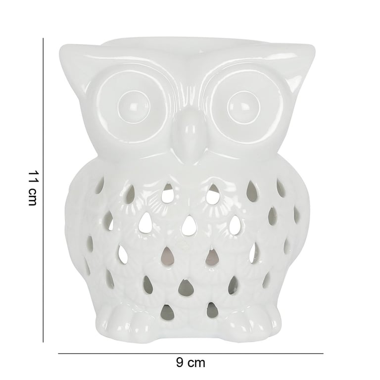 White Owl Oil Burner - Essential Oil Diffuser & Tealight Holder for Home Fragrance