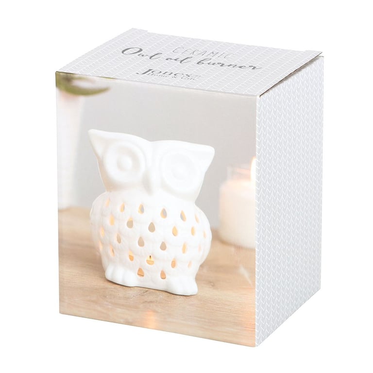White Owl Oil Burner - Essential Oil Diffuser & Tealight Holder for Home Fragrance