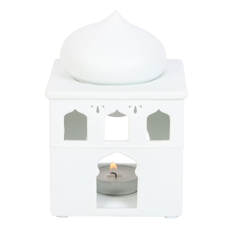 Off White Mosque Oil Burner and Incense Holder - Fragrance Oil and Candle Light Illumination